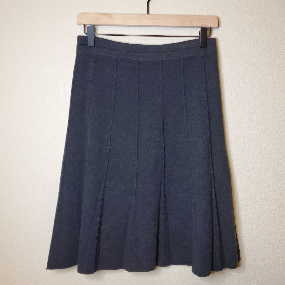 EILEEN FISHER 100% wool gray A-line skirt SP